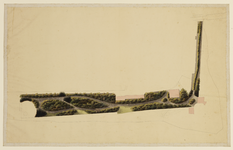 216213 Plattegrond van het ontwerp voor een plantsoen op het bastion Sterrenburg te Utrecht; met weergave van de bebouwing.